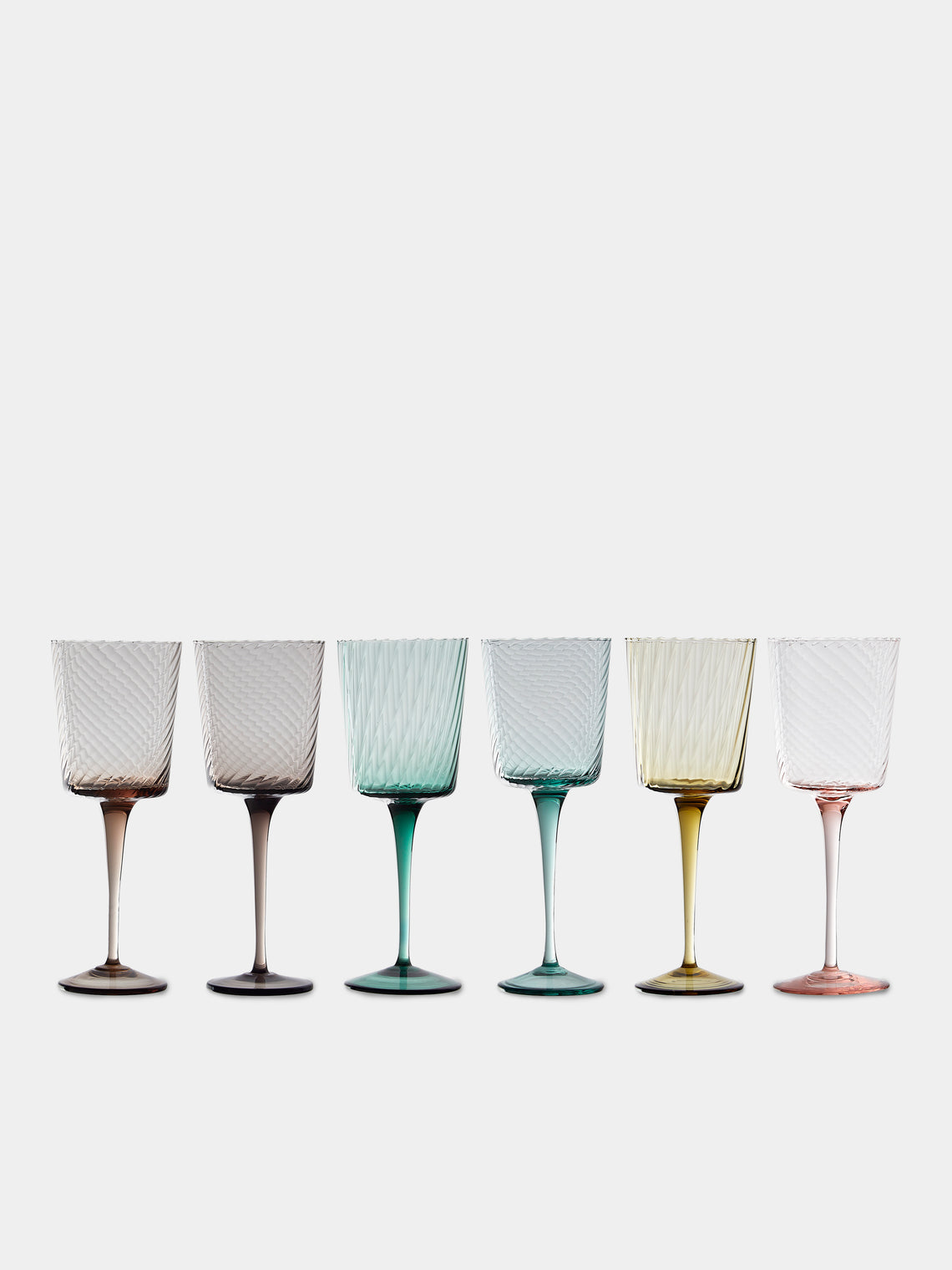 Mun Deluxe Brand Venezia - Torsé Hand-Blown Glass Wine Glasses (Set of 6) - Multiple - ABASK