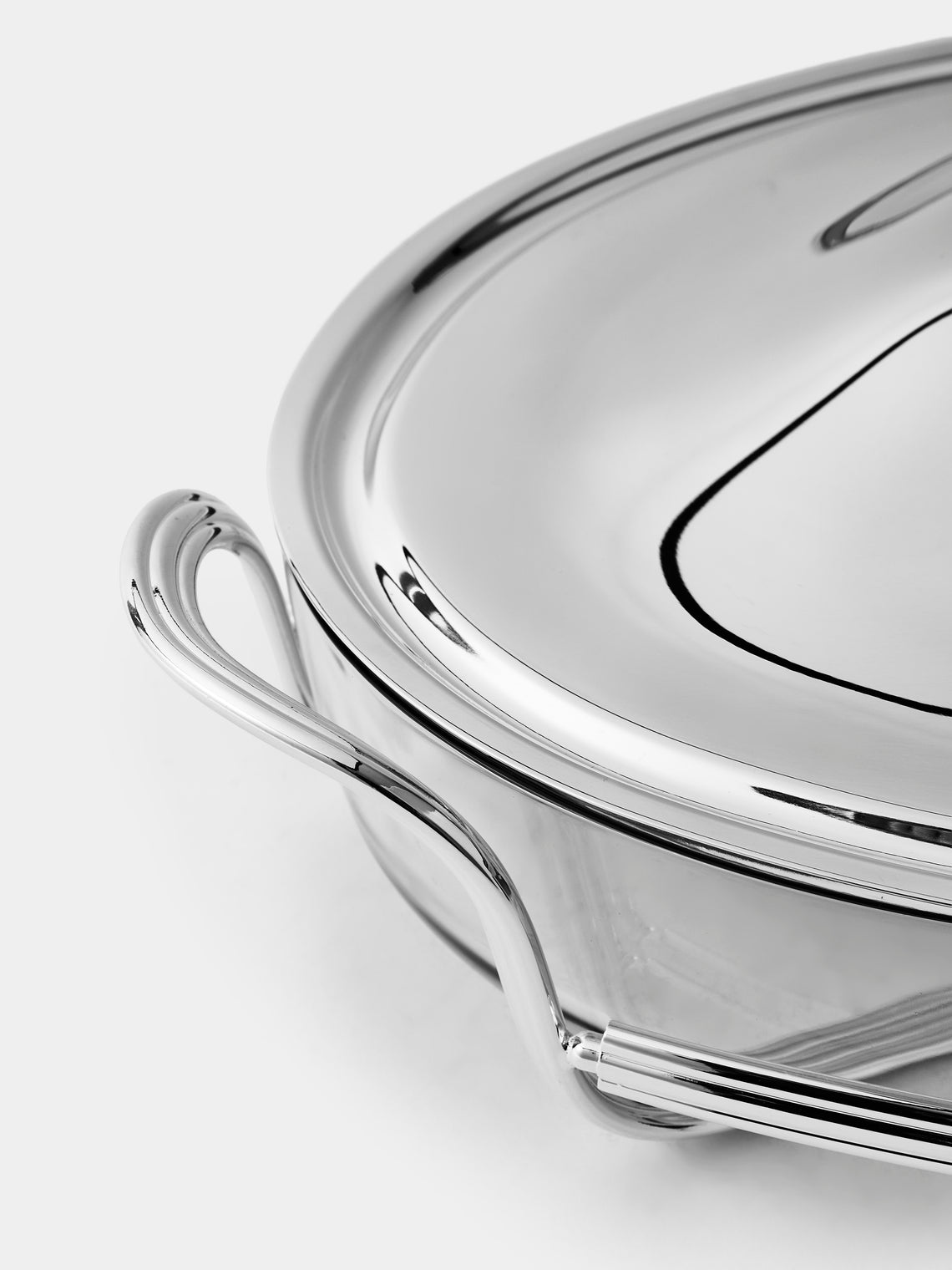 Greggio - Silver-Plated Pyrex Oval Lidded Dish - Silver - ABASK