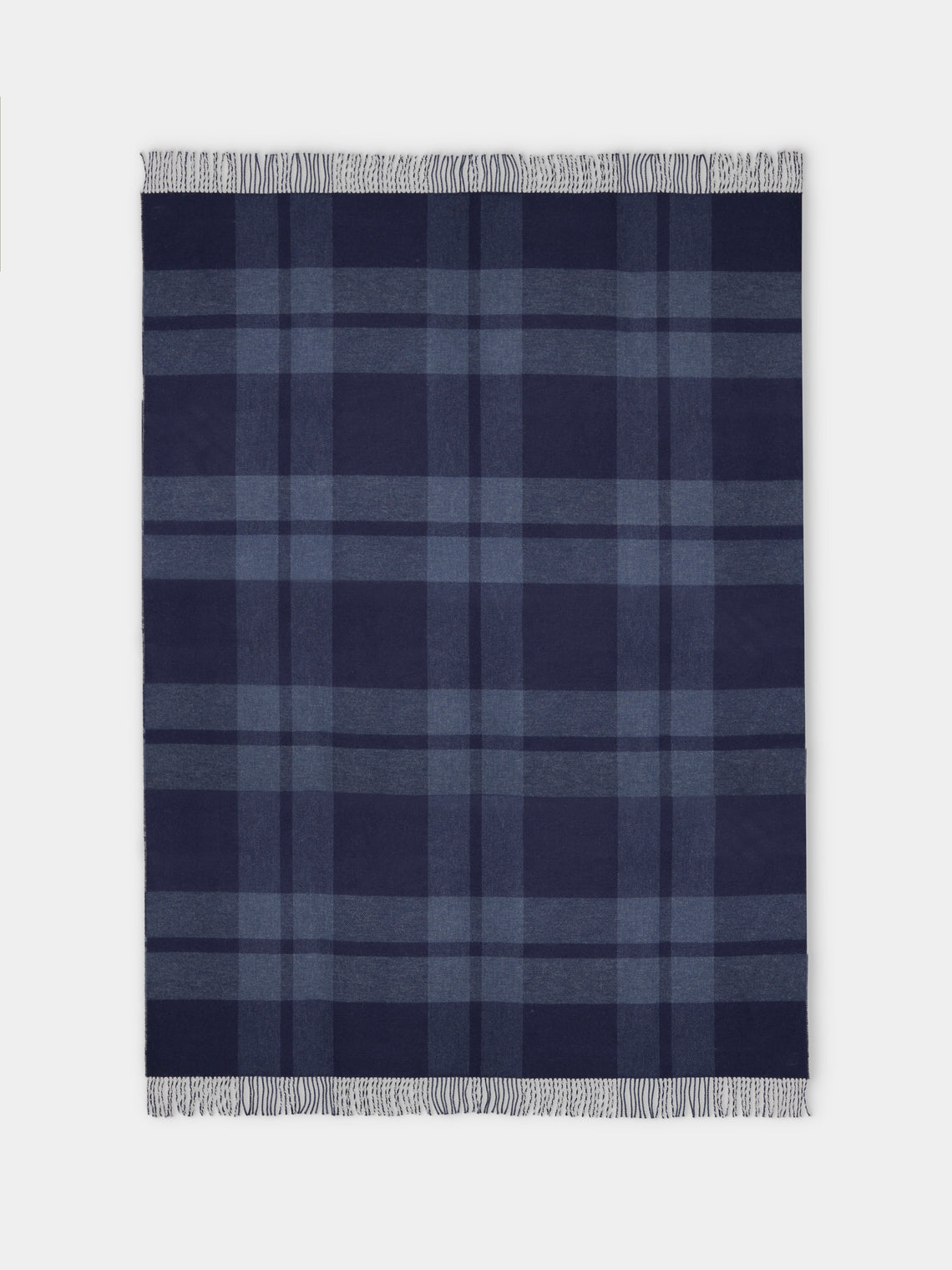 Johnstons of Elgin - Double-Faced Wool Check Throw (75in/1.9m) - Blue - ABASK