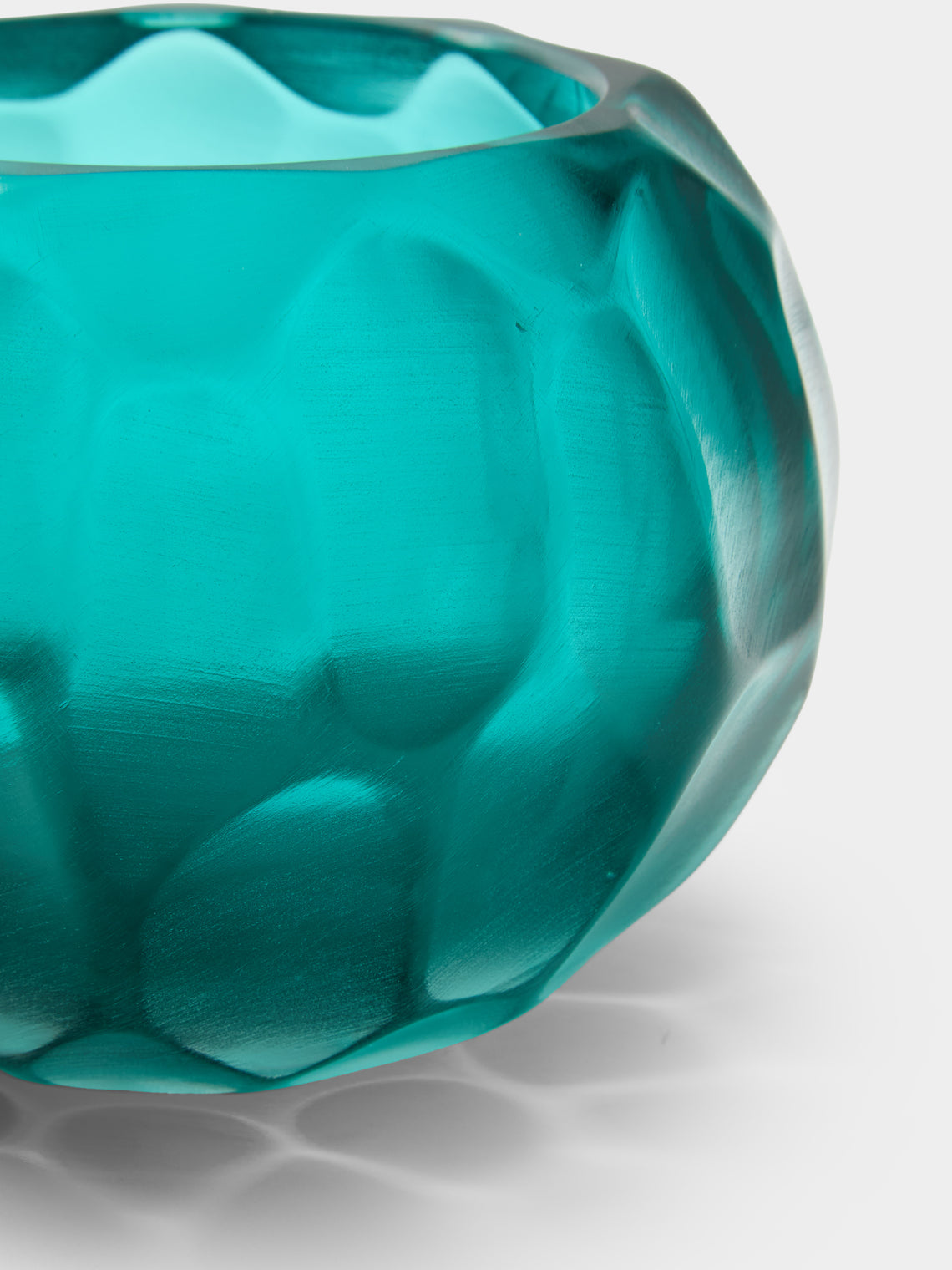 Micheluzzi Glass - Bocia Acqua Bamboo Hand-Blown Murano Glass Vase (6in/15cm) - Blue - ABASK
