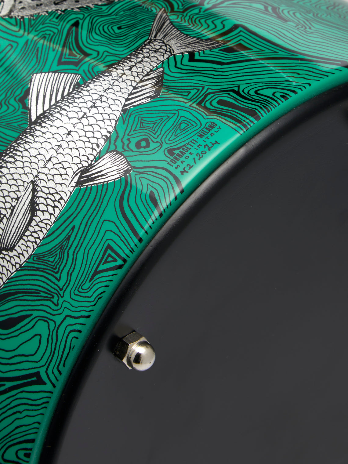 Fornasetti - Pesci Iron Wastepaper Bin - Green - ABASK