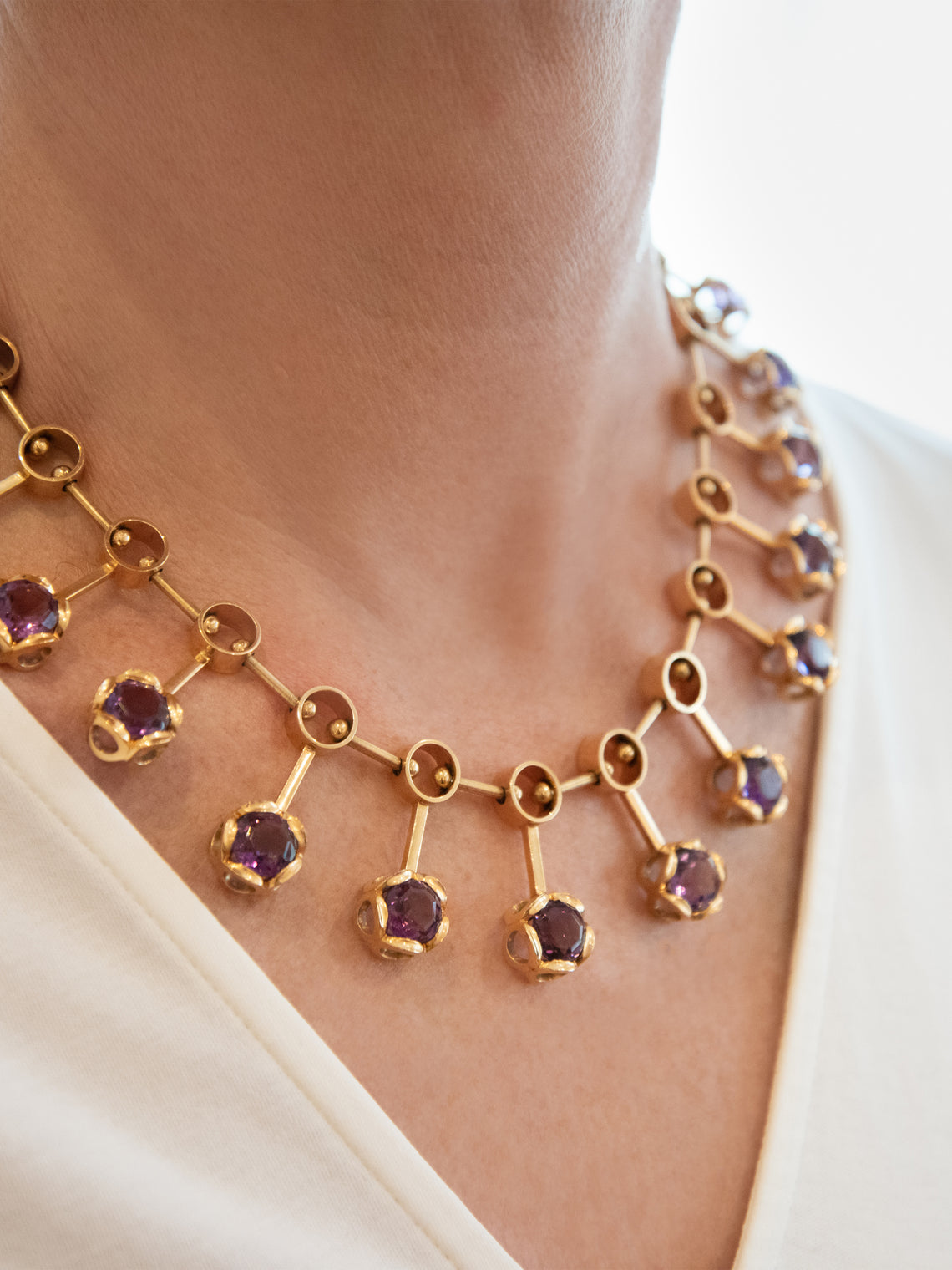 Mahnaz Collection - Women's Vintage 1972 Karl-Ingemar Johansson Amethyst and 18-Karat Gold Necklace - Gold - ABASK