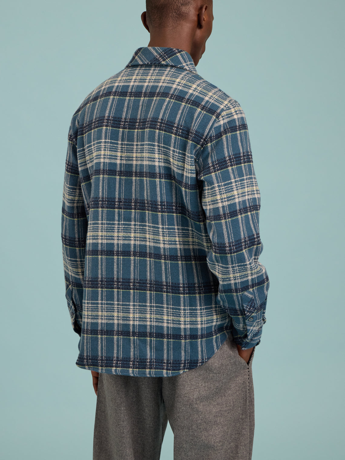 God's True Cashmere - Fantasia Tartan Cashmere Shirt | Size: M - Blue - ABASK