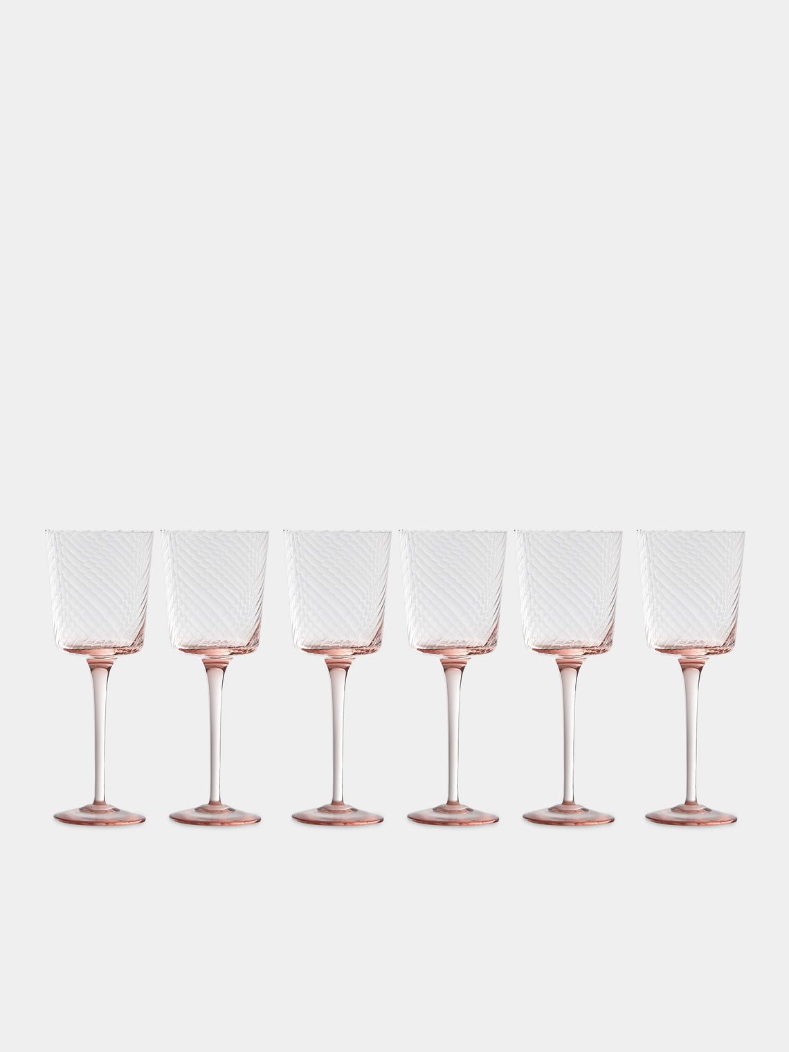 Mun Deluxe Brand Venezia - Torsé Hand-Blown Glass Wine Glasses (Set of 6) - Pink - ABASK