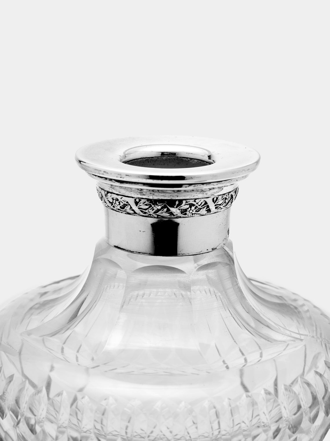 Antique and Vintage - 1830s Sterling Silver and Crystal Decanter -  - ABASK