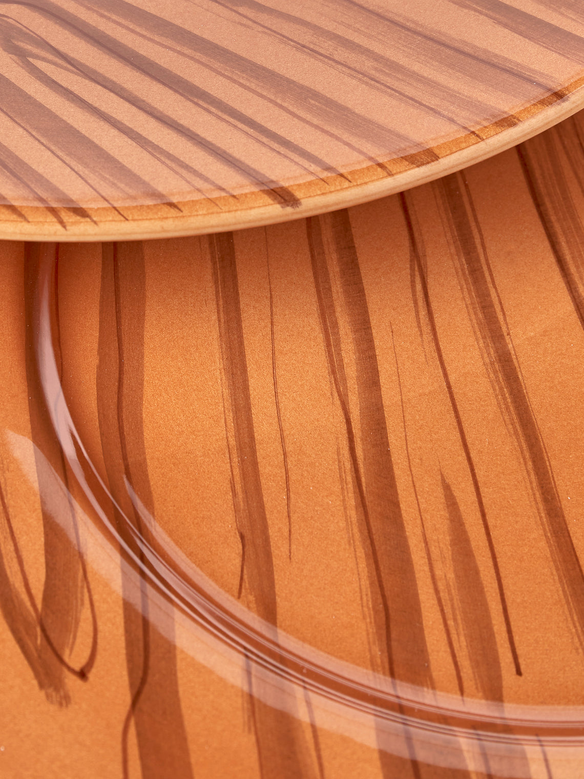 Este Ceramiche - Faux Bois Ceramic Charger Plates – 12.5in/32cm (Set of 4) - Brown - ABASK