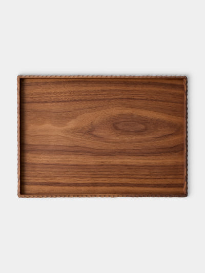 Droulers - Bosco Bordo Selvatico Hand-Carved Walnut Tray (11in/28cm) - Brown - ABASK - 