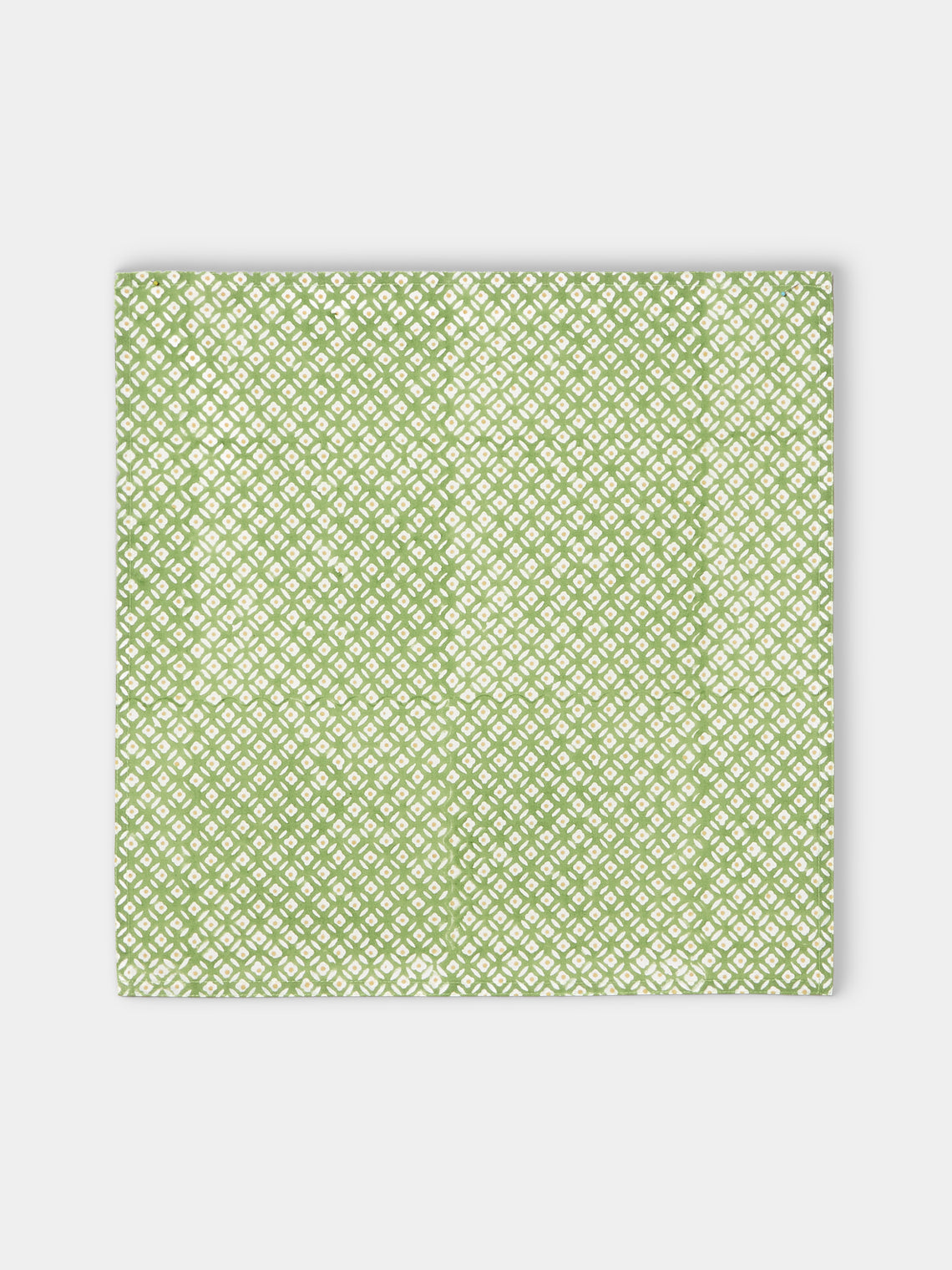 Chamois - The Garden of Mathilde Block-Printed Cotton Napkins (Set of 8) - Green - ABASK