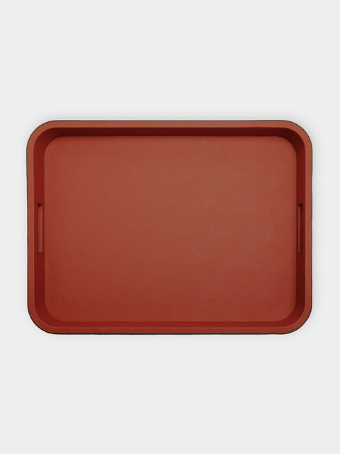 Giobagnara - Polo Leather Rectangular Tray with Handles -  - ABASK - 