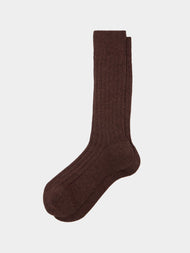 Maria La Rosa - Women's One Cashmere Mid-Calf Socks | One Size - Brown - ABASK - 