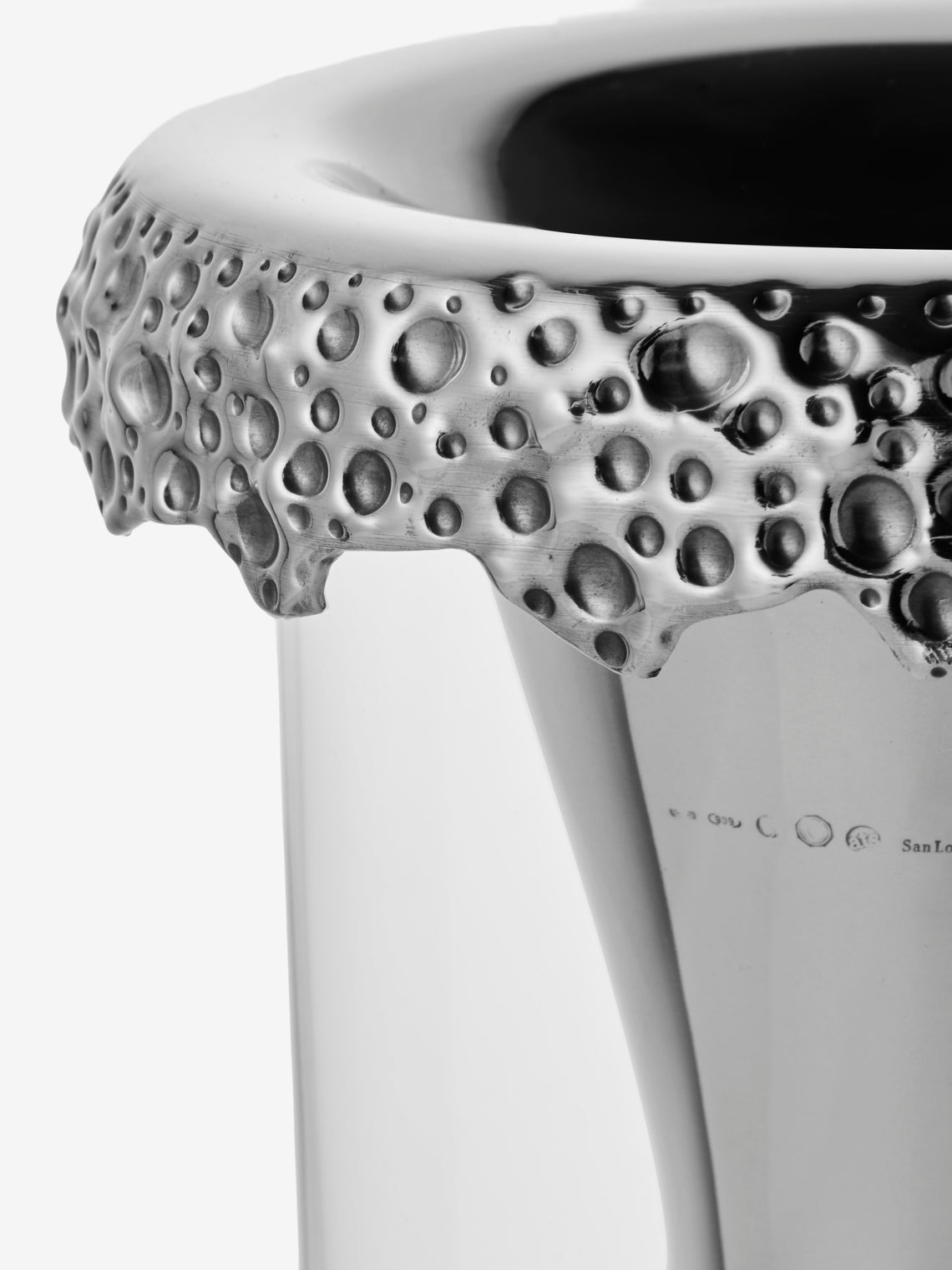 San Lorenzo - 1997 Afra and Tobia Scarpa Pure Silver and Glass Vase (8in/20.5cm) - Silver - ABASK