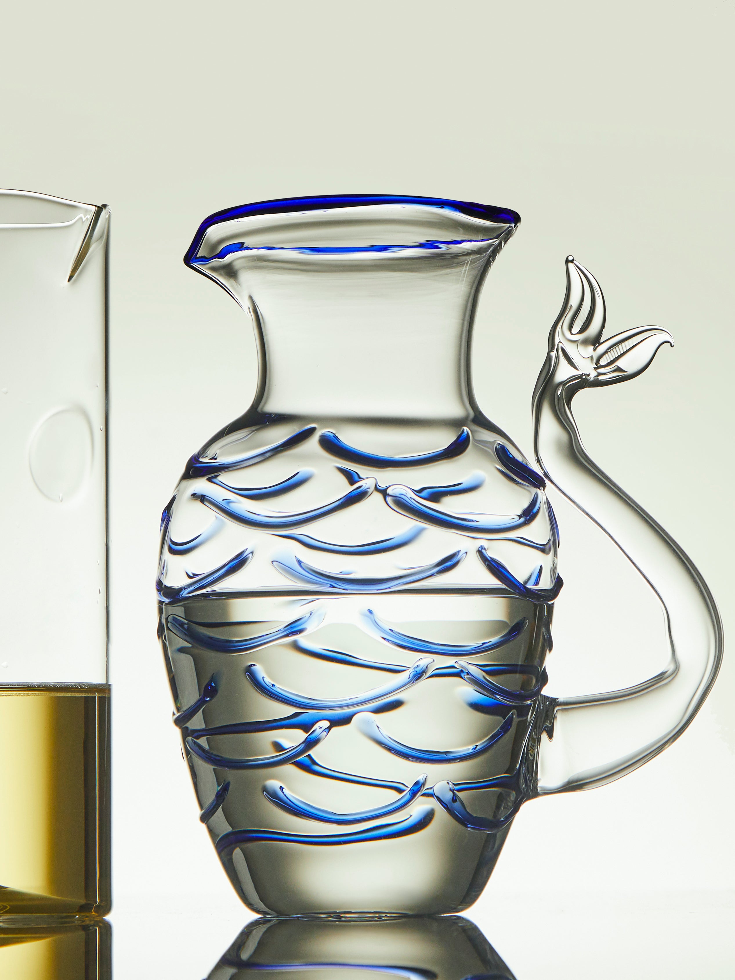 Fishtail Hand-Blown Murano Glass Water Jug