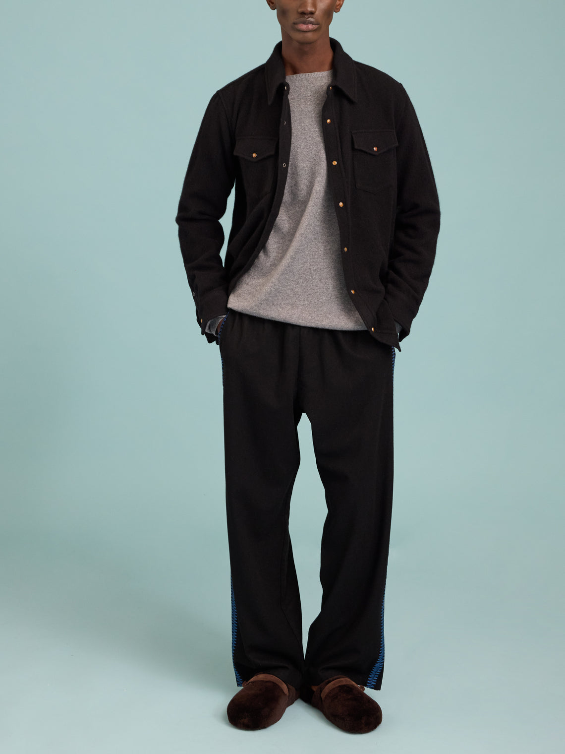 God's True Cashmere - Cashmere Shirt | Size: M - Black - ABASK