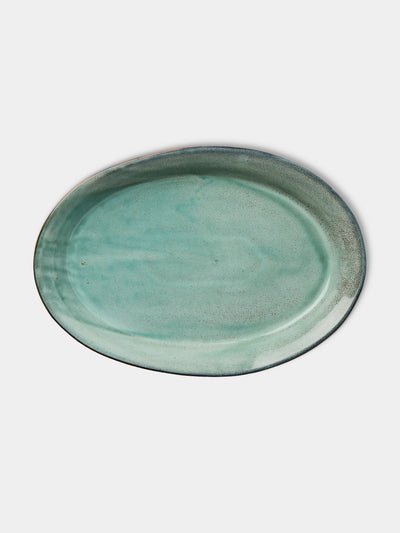 Mervyn Gers Ceramics - Hand-Glazed Ceramic Large Oval Platter - Blue - ABASK