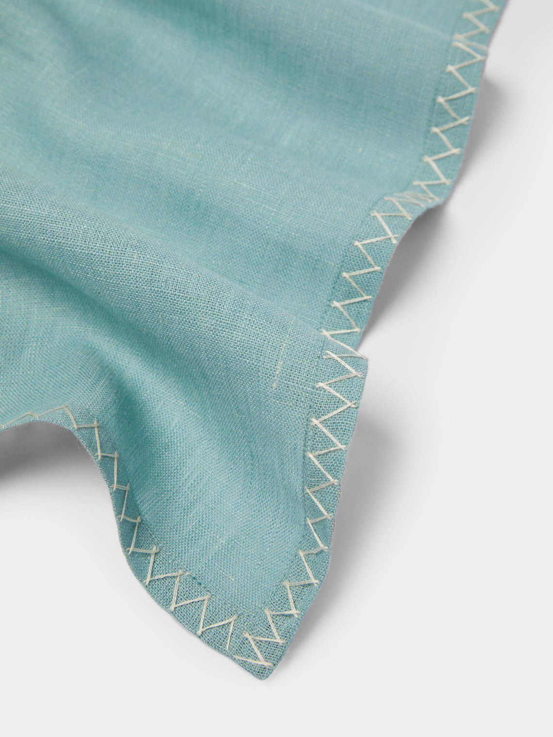 Anut - Zigzag Hand-Embroidered Linen Napkins (Set of 4) -  - ABASK