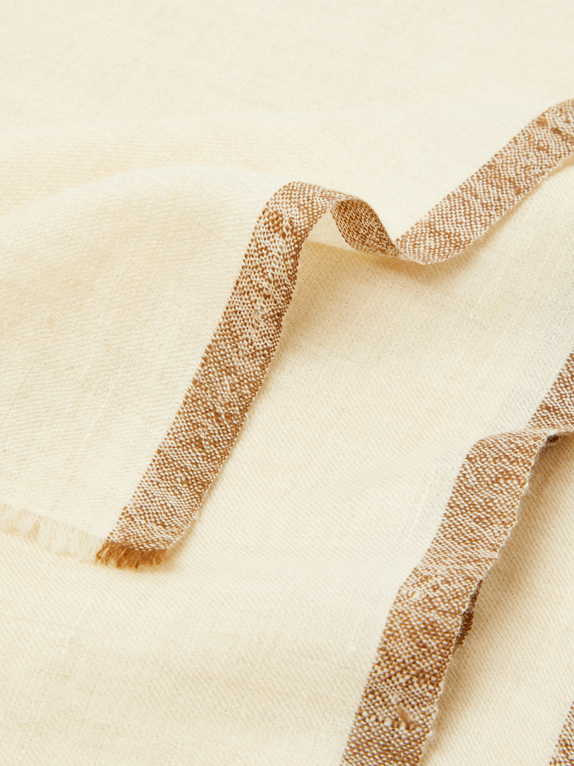 Me & K - Cashmere Border-Stripe Scarf - Ivory - ABASK