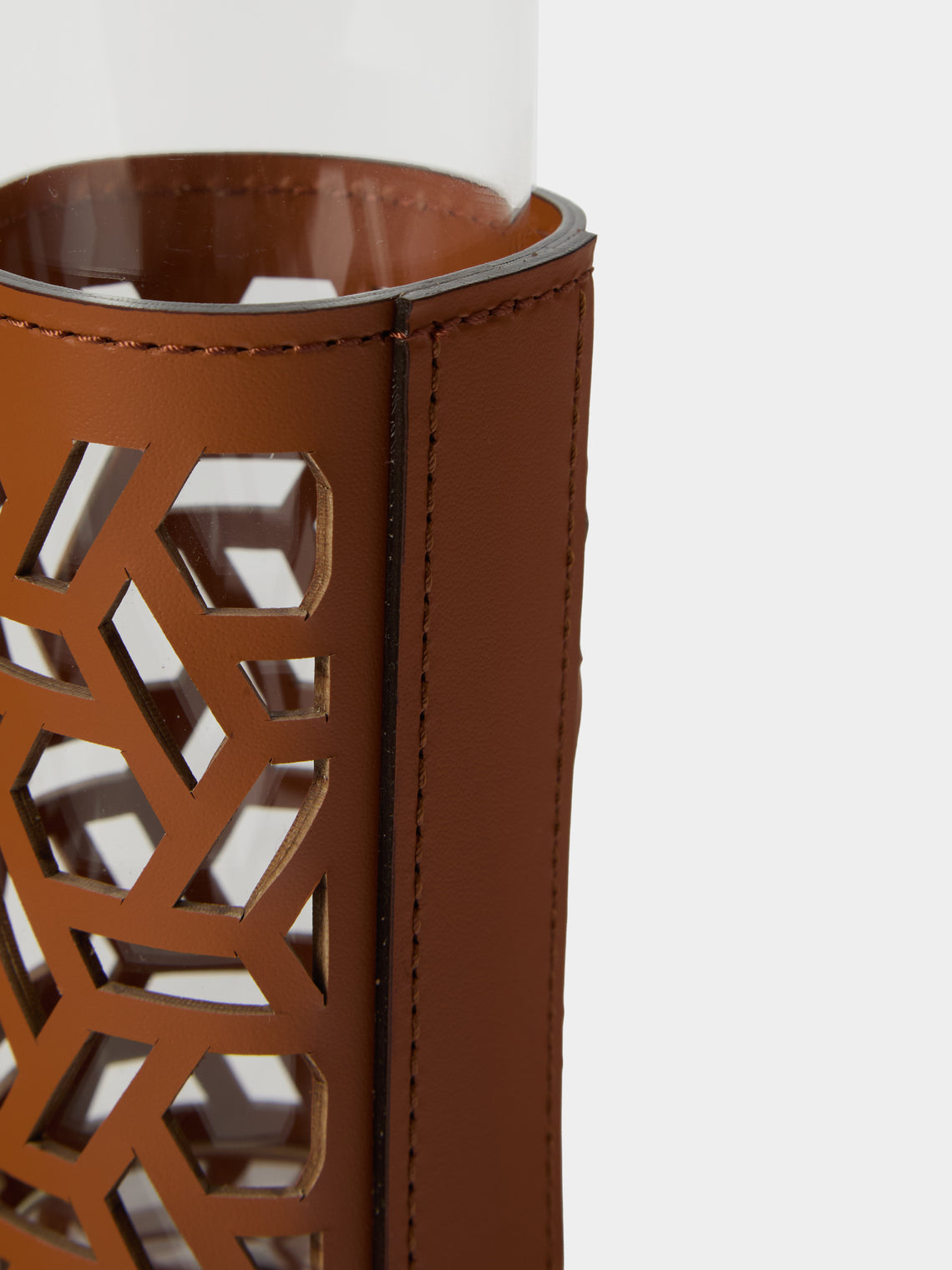 RUDI - Zenit Leather and Glass Vinegar Holder - Brown - ABASK