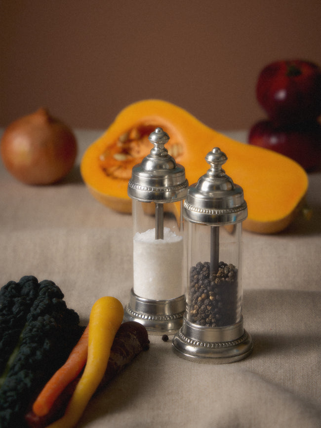 Cosi Tabellini - Toscana Pewter Salt and Pepper Mills (Set of 2) - Silver - ABASK