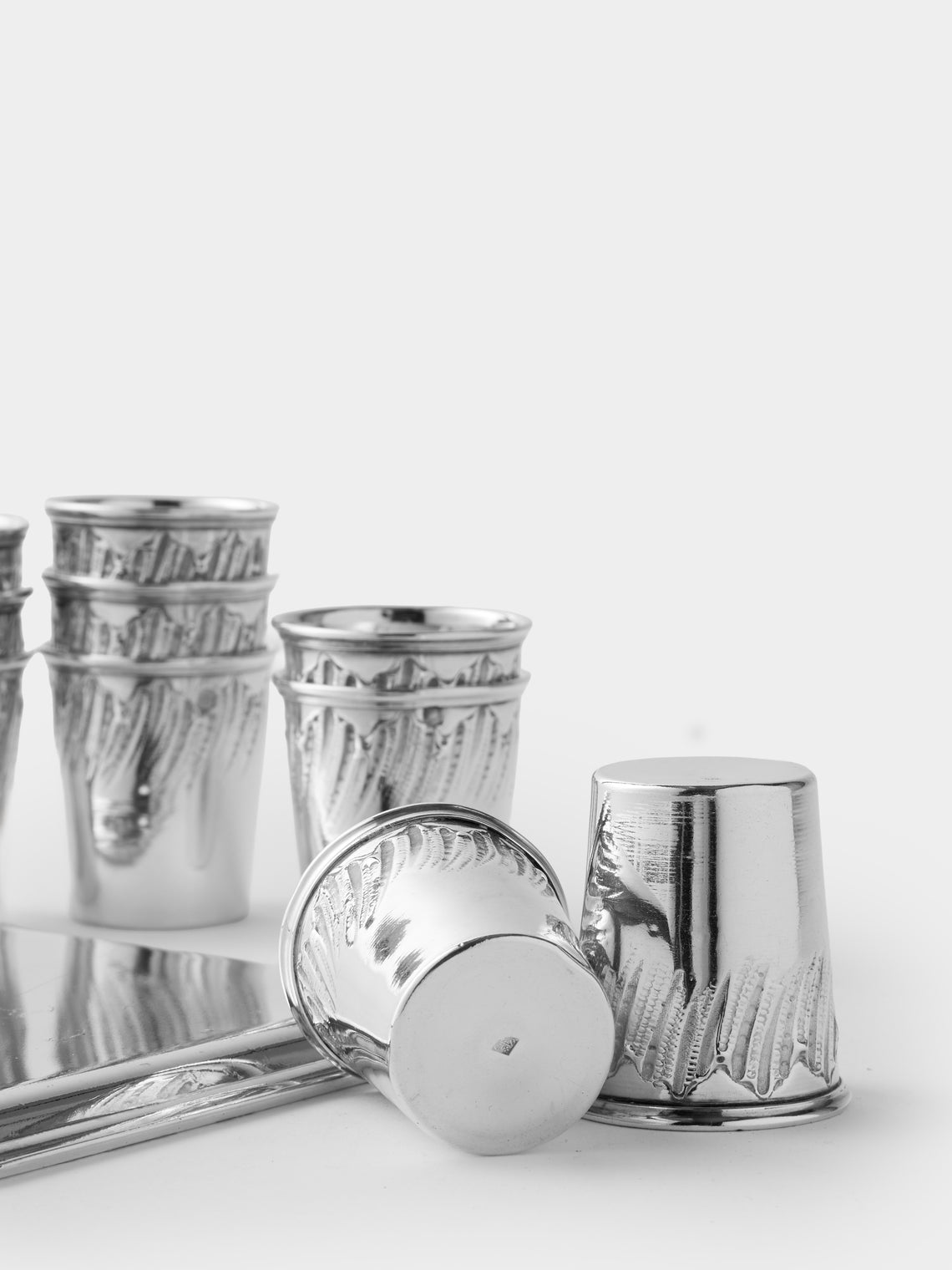 Antique and Vintage - 1900s Solid Silver Shot Glasses (Set of 12) - Silver - ABASK