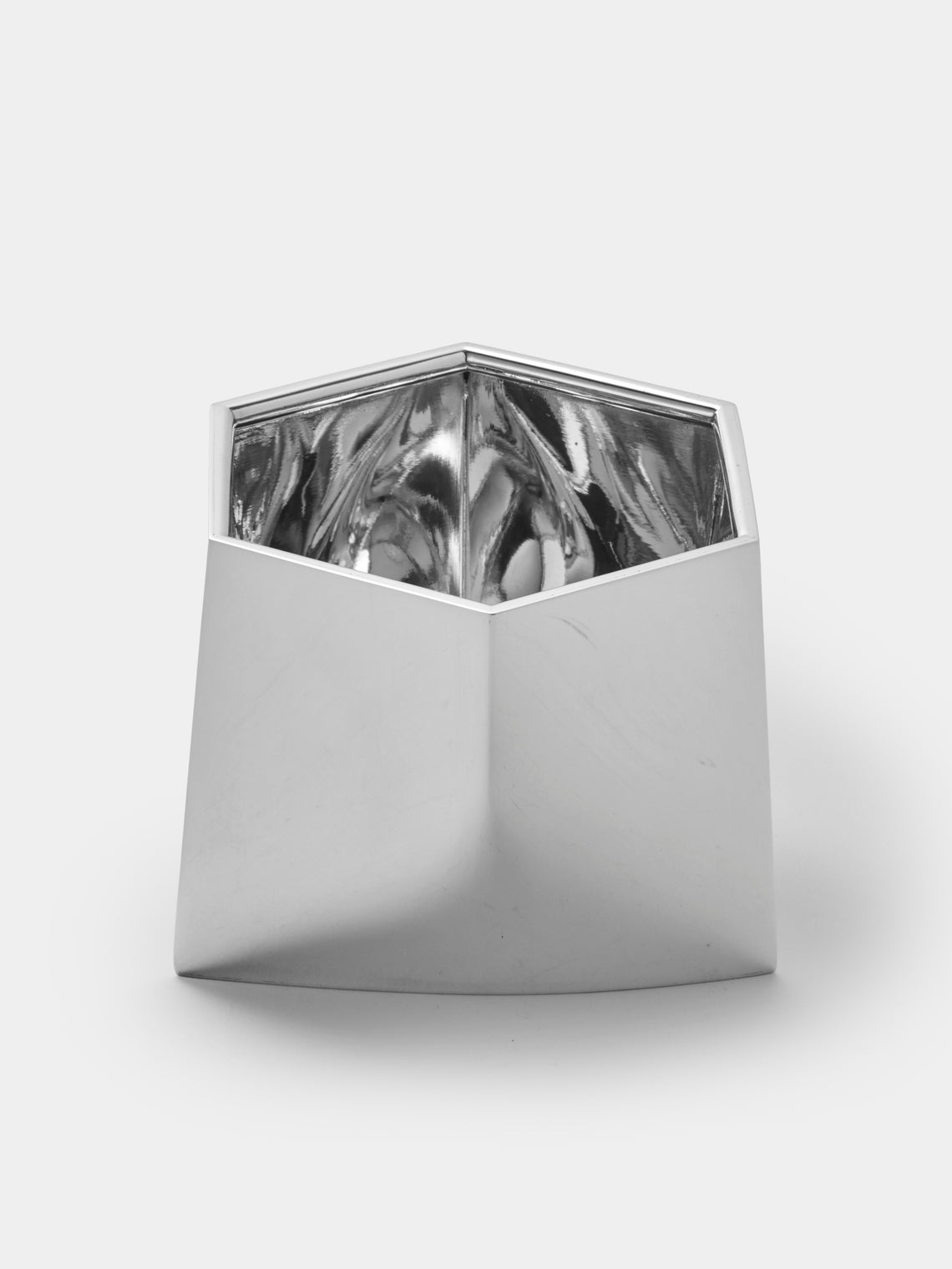 San Lorenzo - 1971 Afra and Tobia Scarpa Polygonal Sterling Silver Vase (4in/10cm) - Silver - ABASK - 