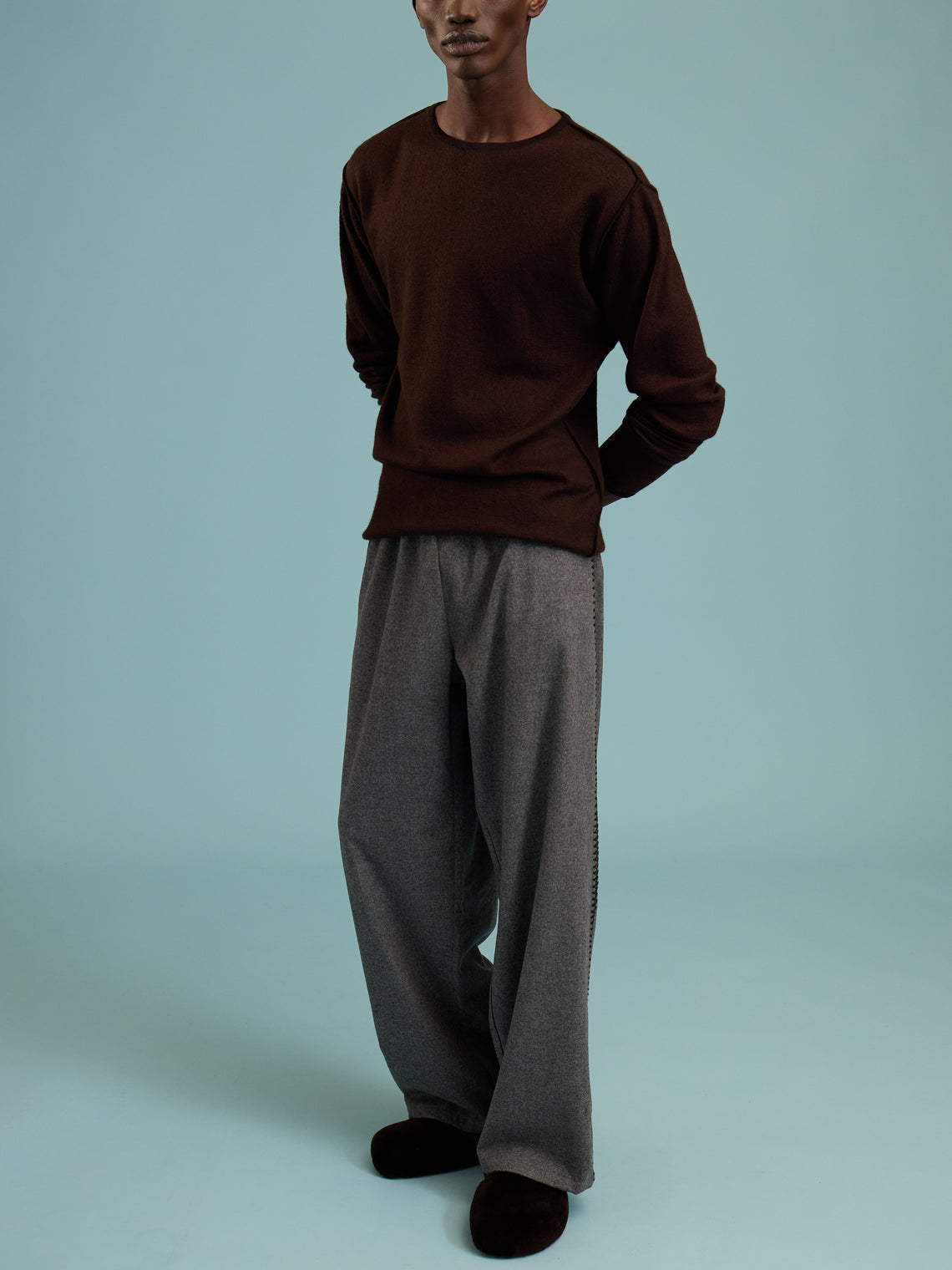 Denis Colomb - Fuzzy Brushed Cashmere Crew-Neck Sweater | Size: M - Brown - ABASK