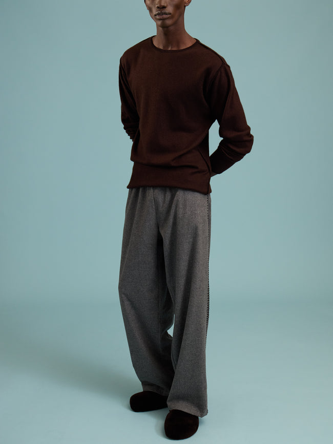 Denis Colomb - Fuzzy Brushed Cashmere Crew-Neck Sweater | Size: M - Brown - ABASK