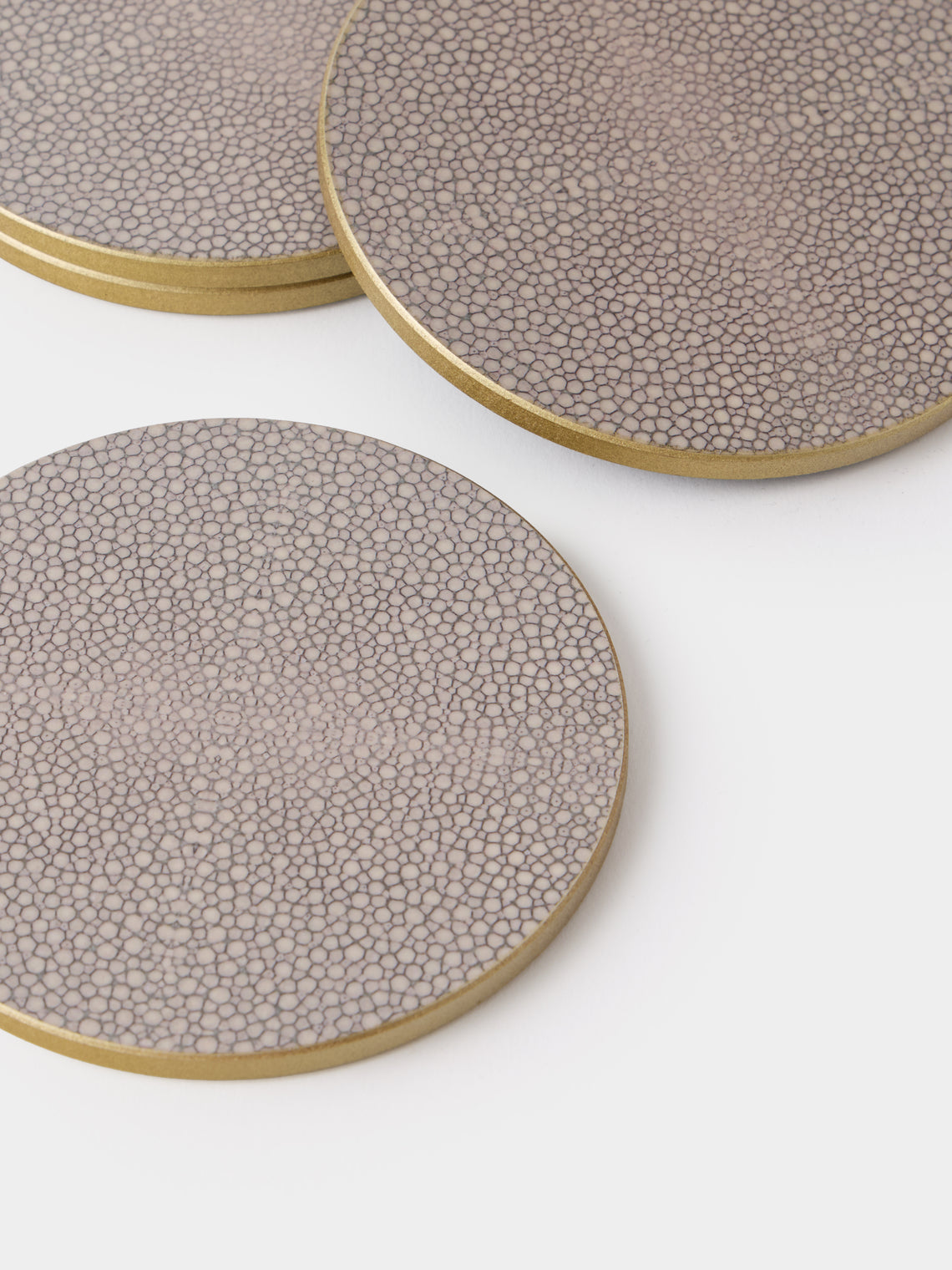 HestiaLiving - | Set of 4 | Prestige Faux Shagreen Coasters - Brown - ABASK