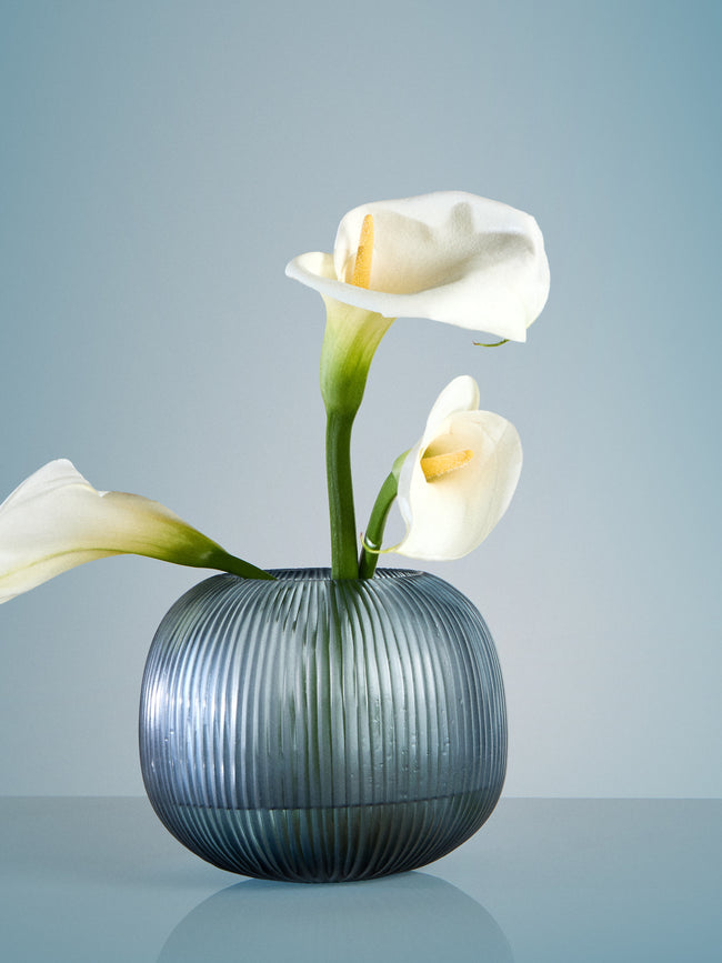 Micheluzzi Glass - Riccio Oceano Coste Hand-Blown Murano Glass Vase (8in/20cm) - Blue - ABASK