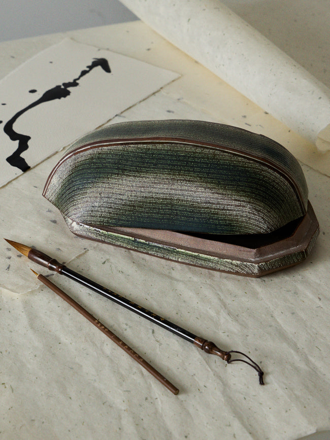 Masumi Ando - Textured Ceramic Tray (10.5in/27cm) - Green - ABASK