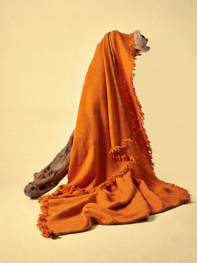 Norlha - Nostalgia Hand-Spun Yak Blanket (86.5in/2.2m) - Orange - ABASK