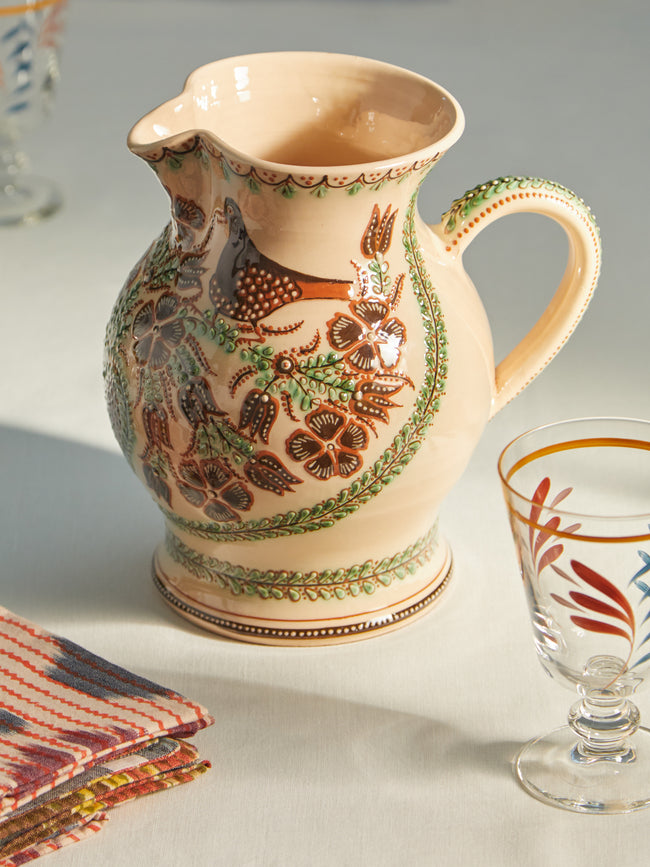 Poterie d’Évires - Birds Hand-Painted Ceramic Extra Large Jug -  - ABASK