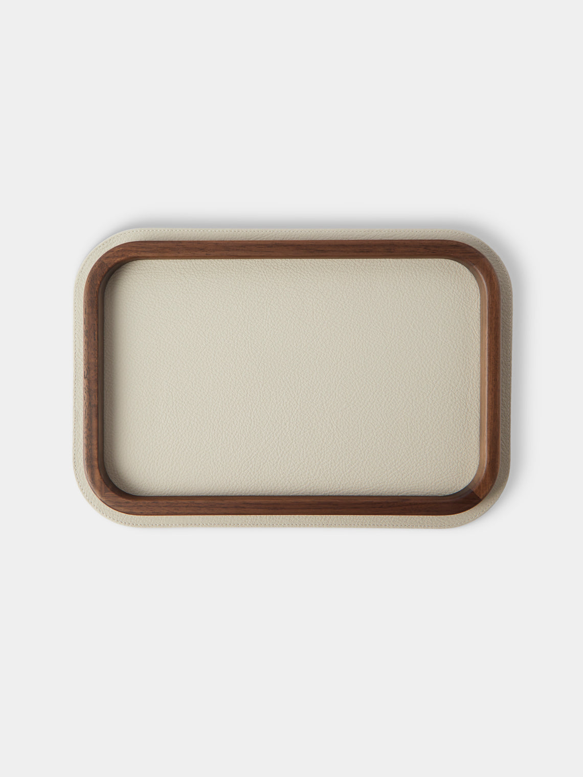 Giobagnara x Poltrona Frau - Walnut and Leather Tray (12.5in/31.5cm) - Beige - ABASK - 