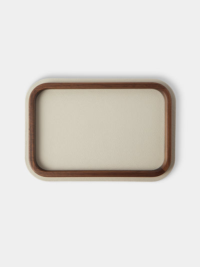 Giobagnara x Poltrona Frau - Walnut and Leather Tray (12.5in/31.5cm) - Beige - ABASK - 