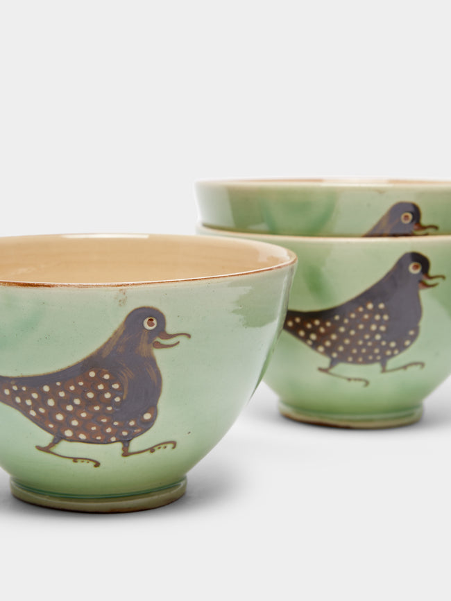 Poterie d’Évires - Birds Hand-Painted Ceramic Cereal Bowls (Set of 4) -  - ABASK