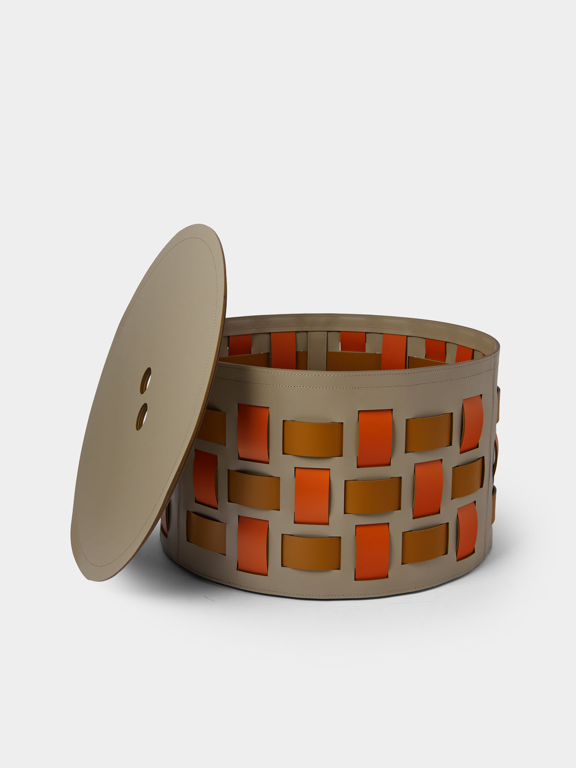 RUDI - Lisbona No. 10 Leather Round Basket - Multiple - ABASK