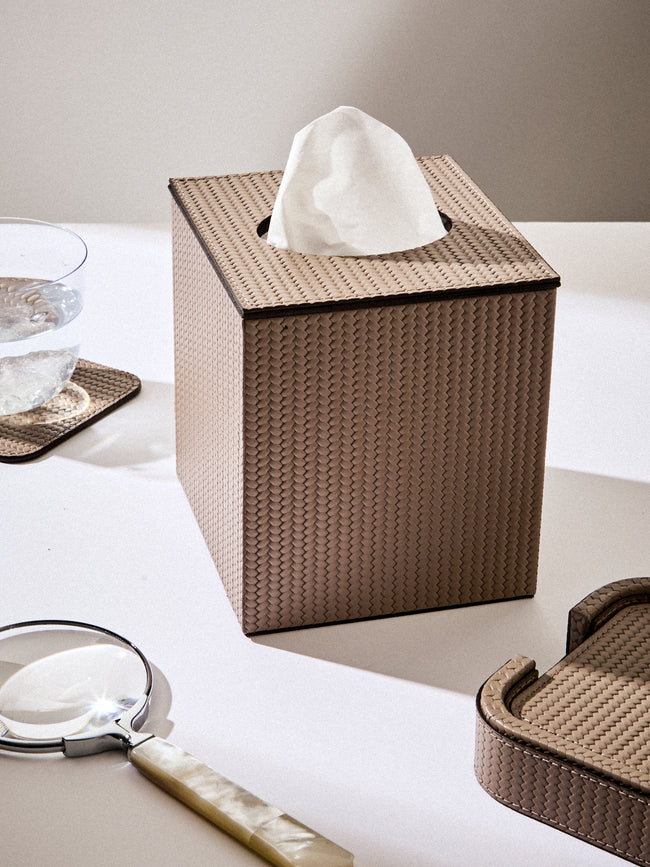 Pinetti - Leather Magnetic Tissue Box - Taupe - ABASK