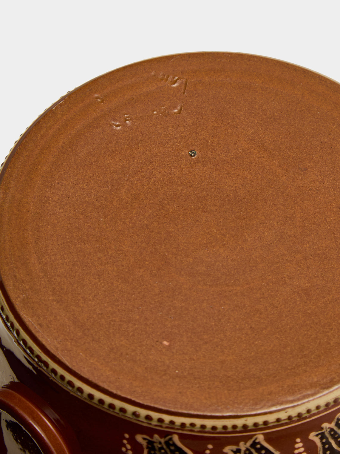 Poterie d’Évires - Flowers Hand-Painted Ceramic Large Handled Serving Bowl - Light brown - ABASK