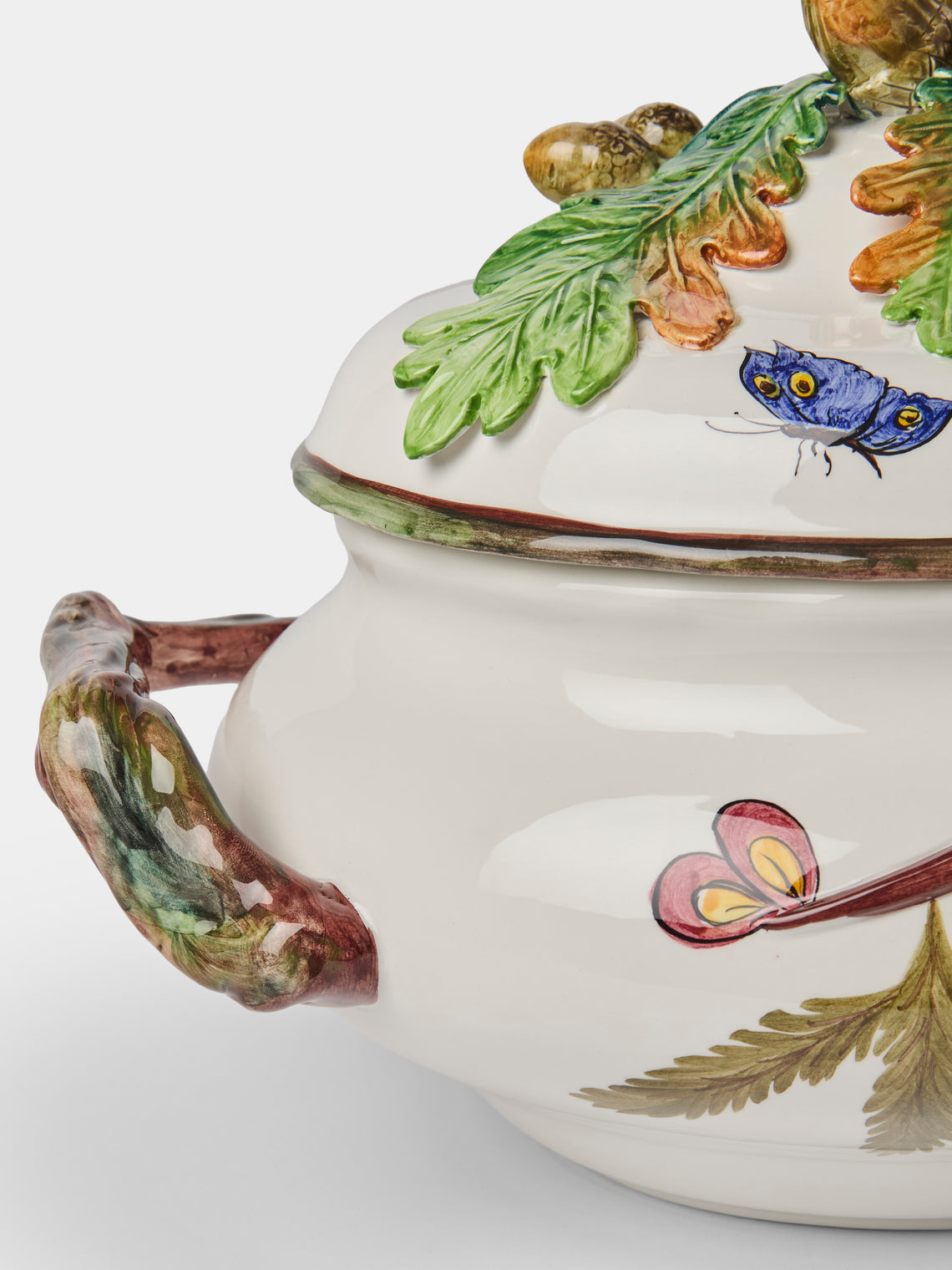 Fioravola - Acorns Hand-Painted Ceramic Tureen - White - ABASK