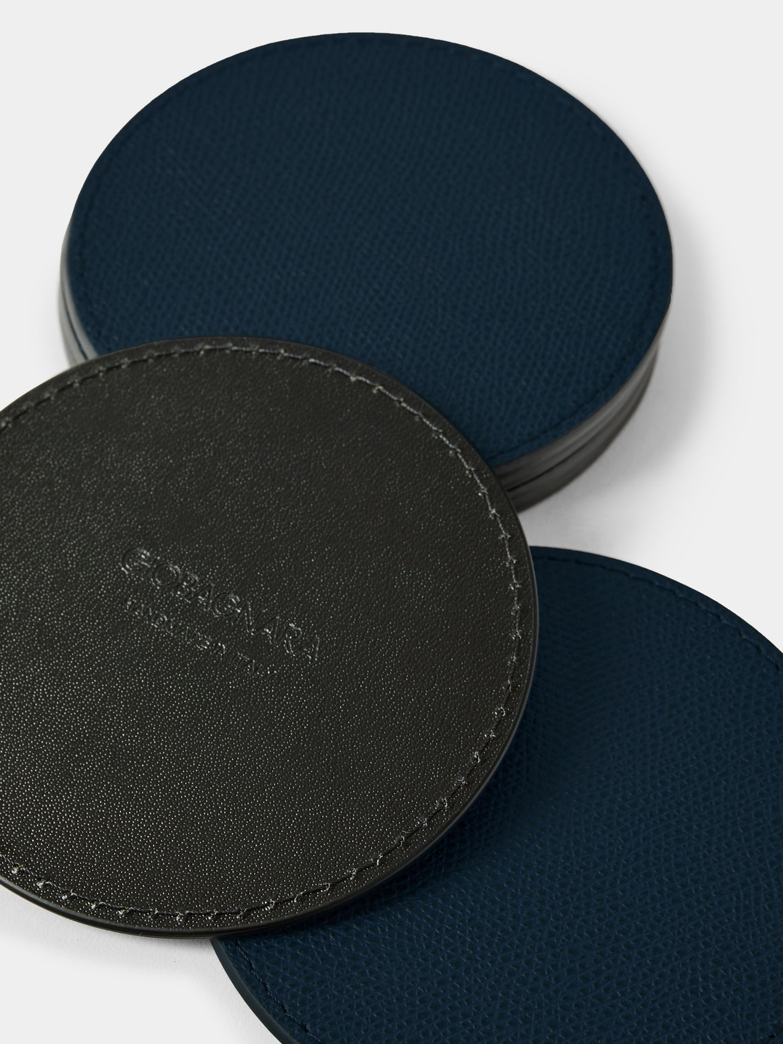 Giobagnara - Tao Leather Coasters (Set of 6) - Navy - ABASK