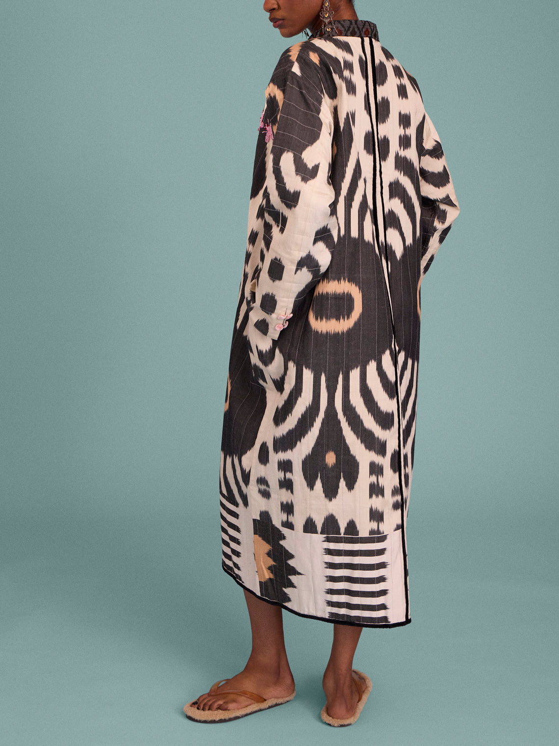 Nazzy Beglari - Hand-Loomed Ikat Cotton Reversible Chapan-Style Robe | One Size - Multiple - ABASK