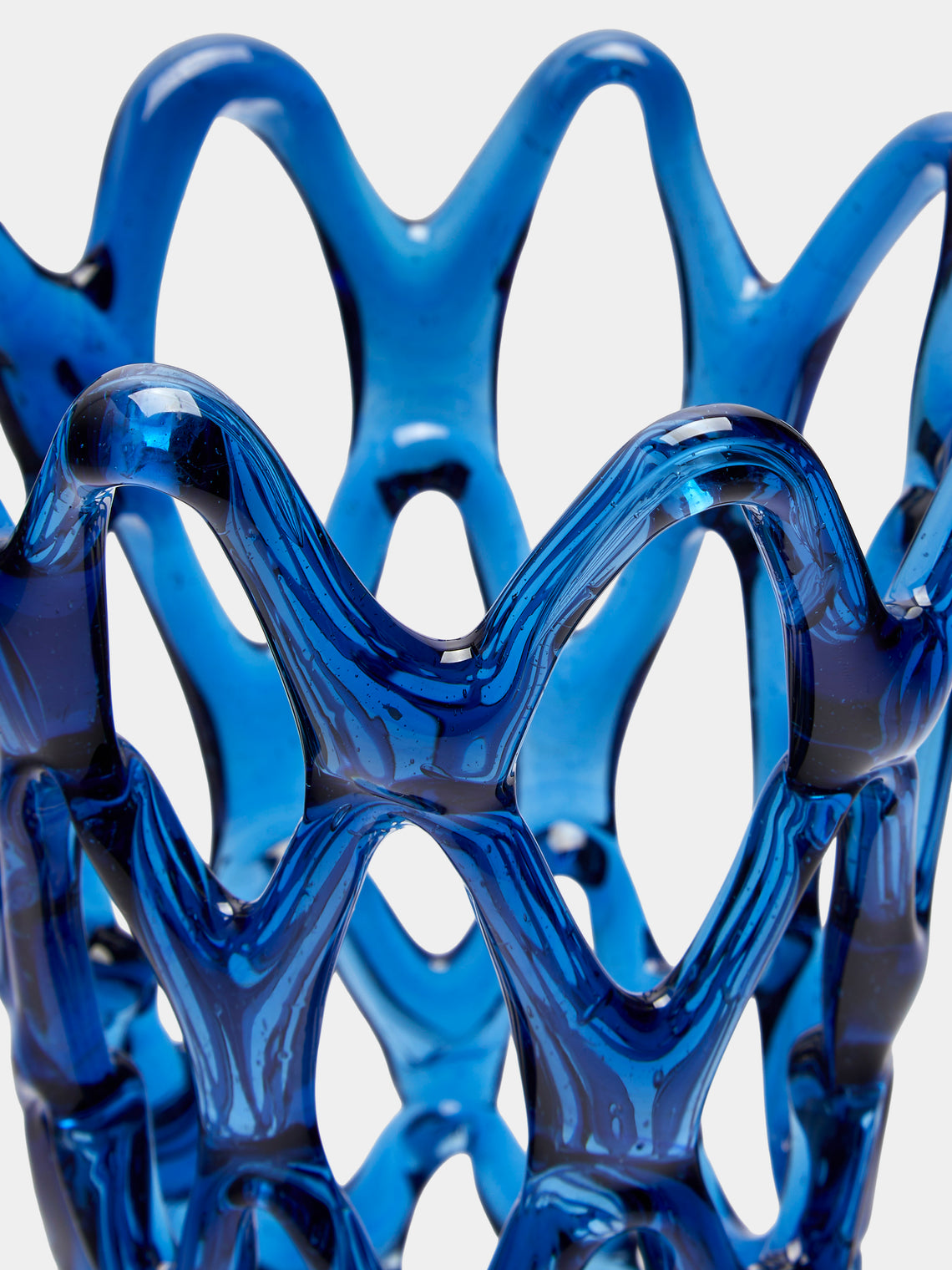 Antique and Vintage - Mid-Century Glass Vase - Blue - ABASK