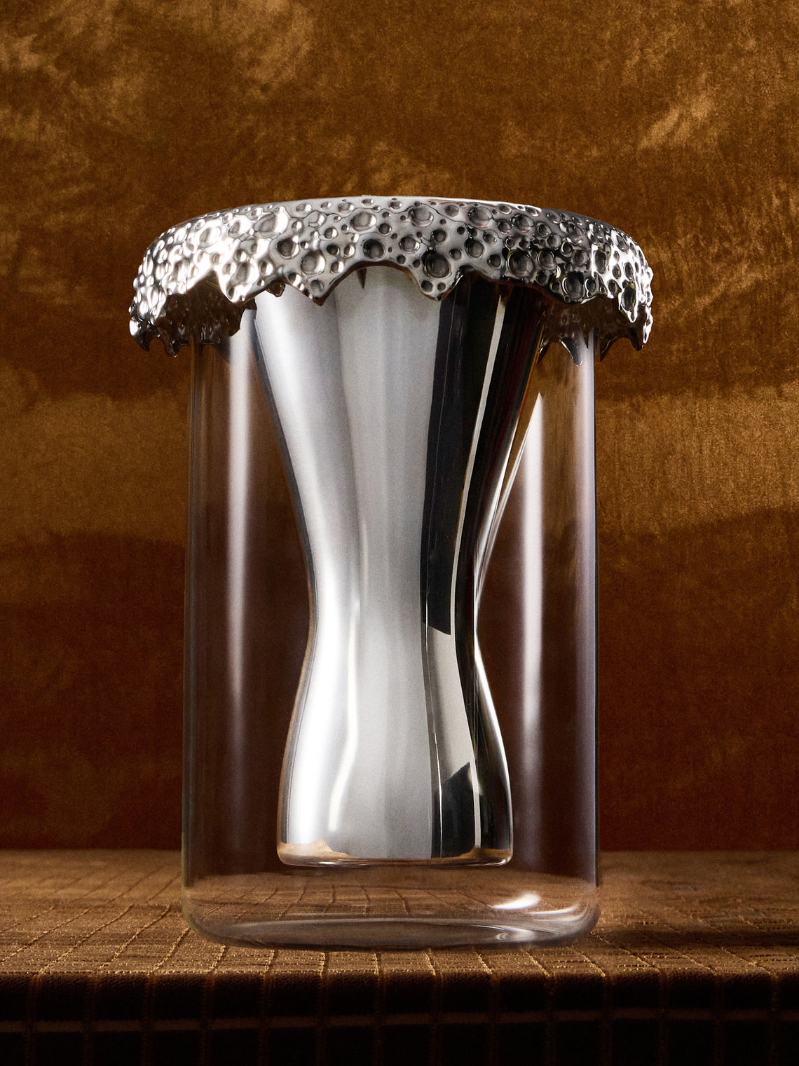 San Lorenzo - 1997 Afra and Tobia Scarpa Pure Silver and Glass Vase (8in/20.5cm) - Silver - ABASK