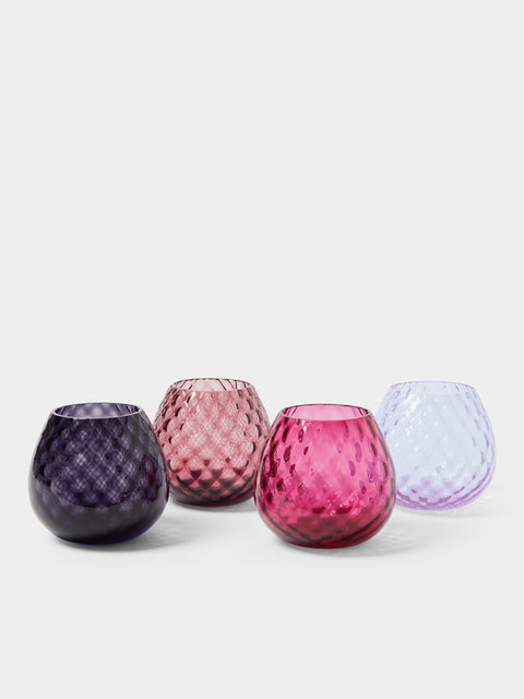 NasonMoretti - | Set of 4 | Macramé Hand-Blown Murano Glass Tealight Holders - Multiple - ABASK - 