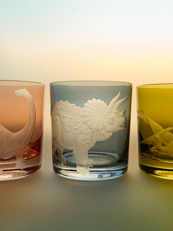 Artel - Dinosaur Hand-Engraved Crystal Tumbler - Blue - ABASK
