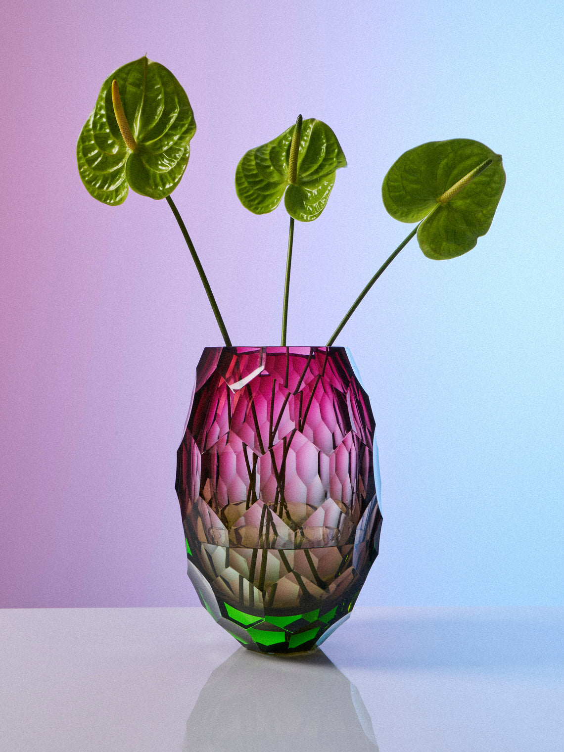 Moser - Caorle Hand-Blown Crystal Vase (12in/30cm) - Pink - ABASK