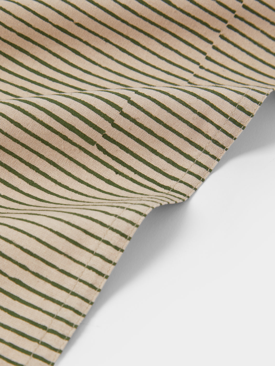 Chamois - | Set of 8 | Stripe Block-Printed Cotton Napkins - Green - ABASK