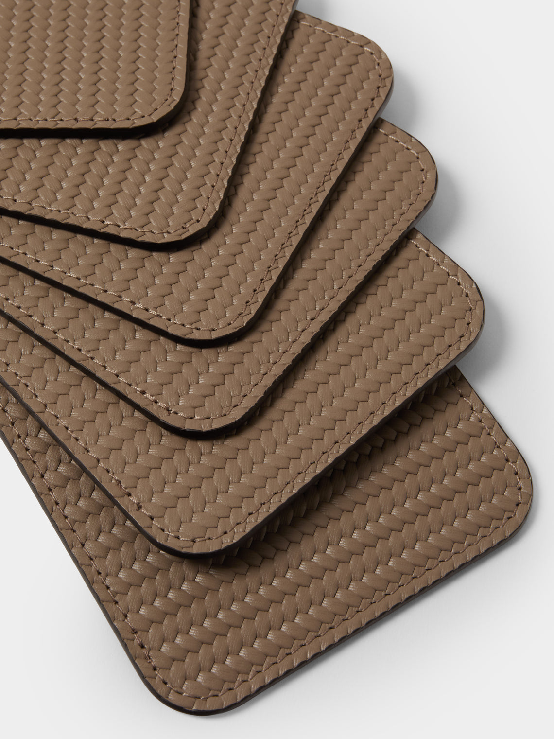 Pinetti - Leather Square Coasters (Set of 6) - Taupe - ABASK