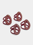 CasaLatina - Gota Handwoven Werregue Palm Napkin Rings (Set of 4) - Burgundy - ABASK - 