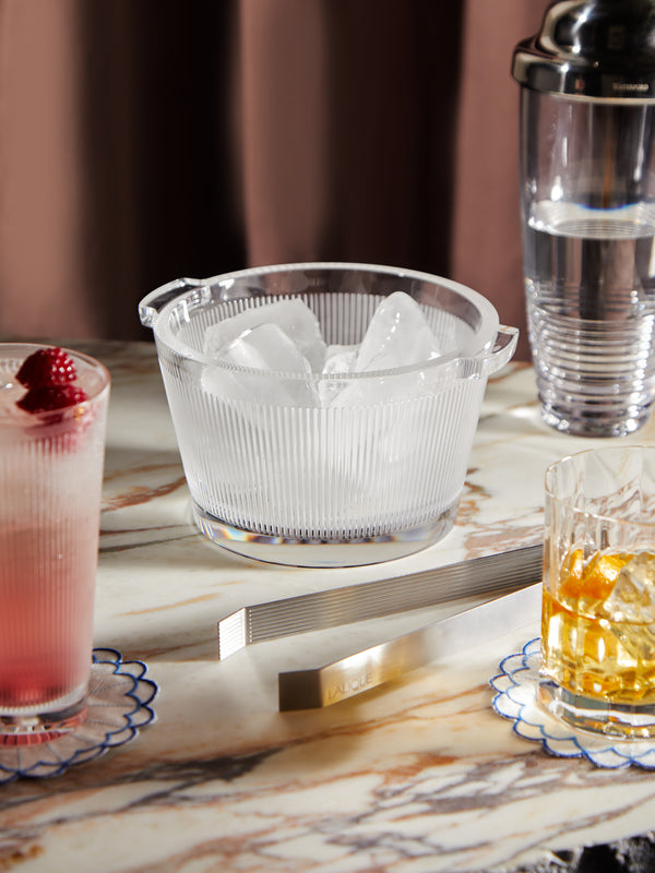 Lalique - Hand-Blown Crystal Ribbed Ice Bucket -  - ABASK