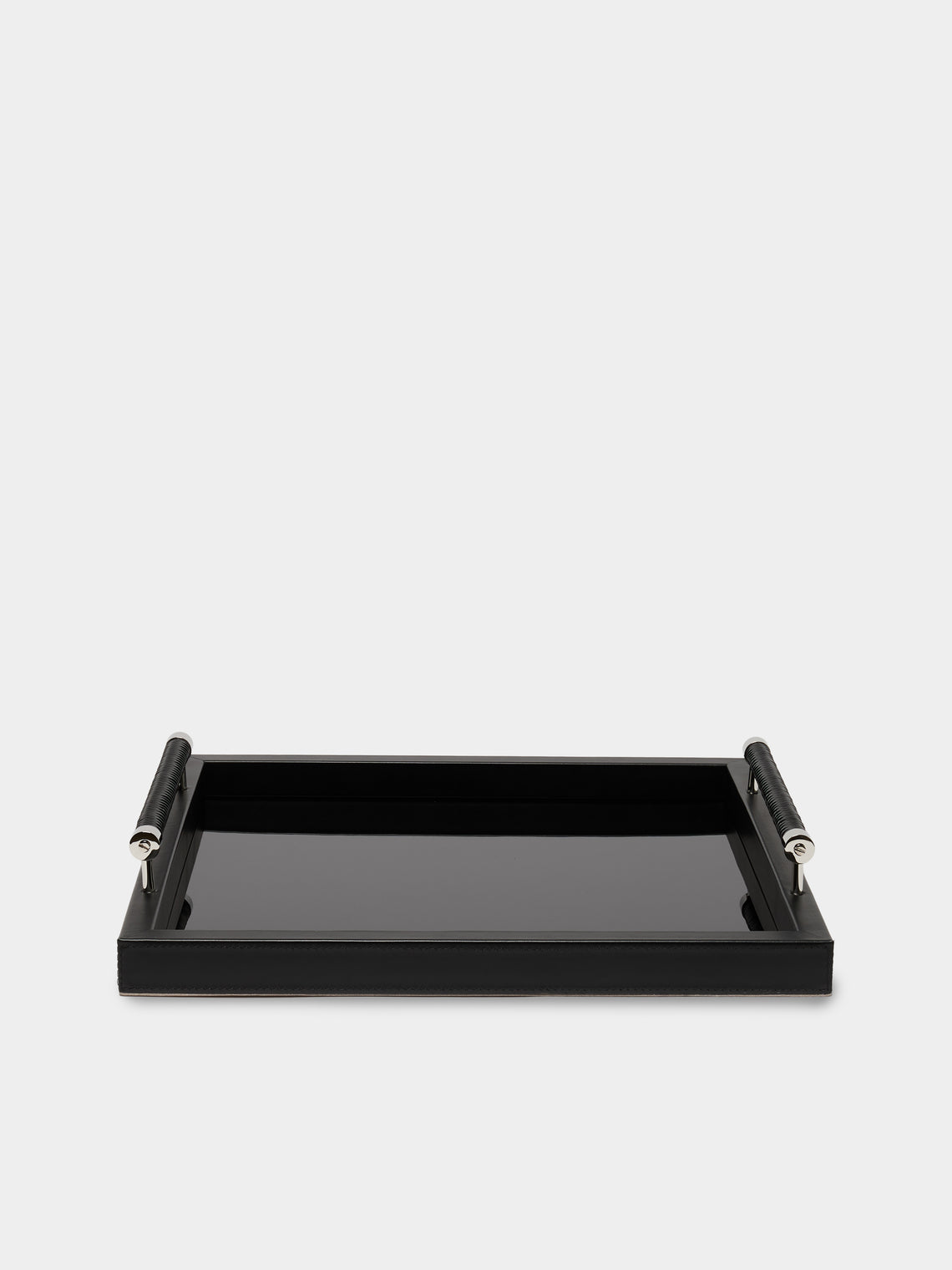 Riviere - Diana Lacquered Wood Tray (18in/46cm) - Black - ABASK